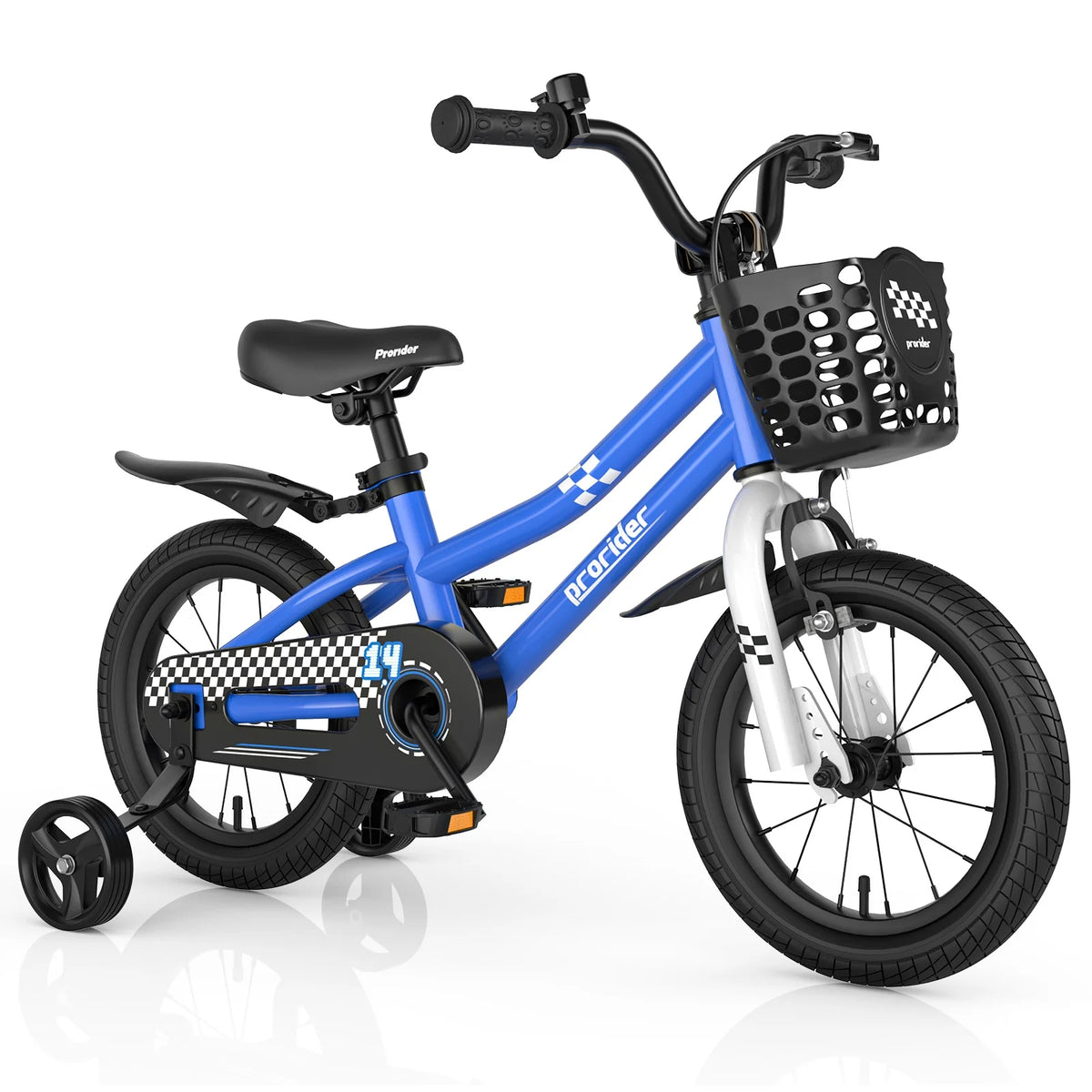 14'' Kid's Bike with Training Wheels & Basket White H19507