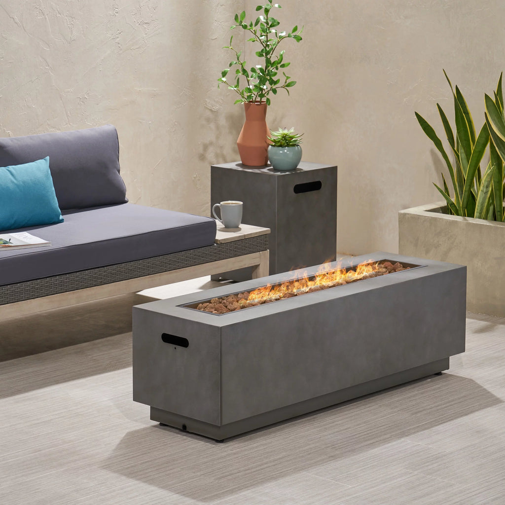 Rectangular Concrete Fire Pit with Tank Holder X4331