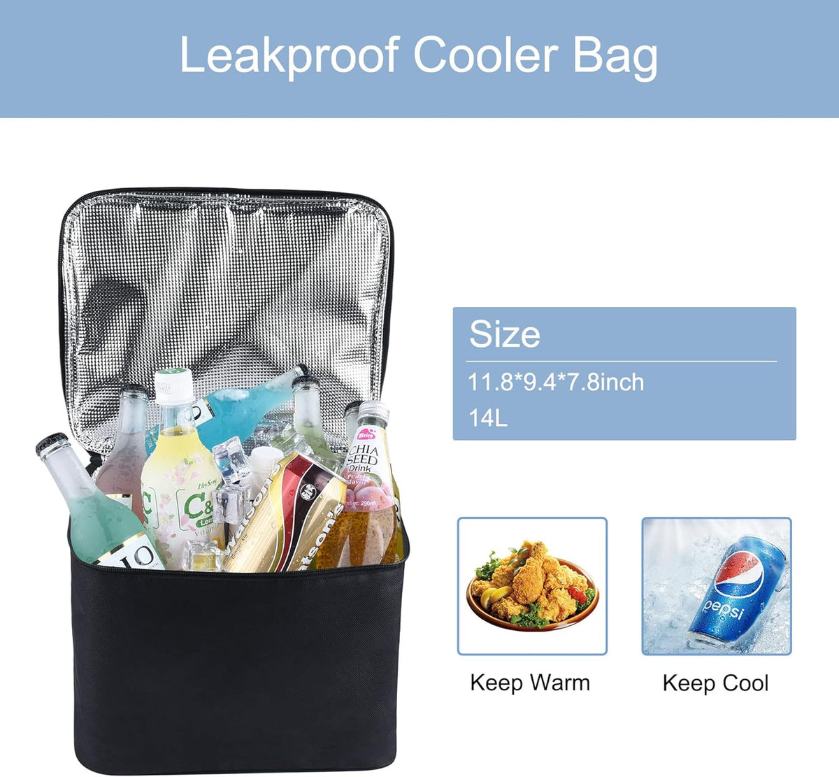 Car Trunk Organizer with Cooler, Collapsible Storage Box, 4 in 1 Multi Compartment, Non-Slip Bottom, 1680D Oxford Y376