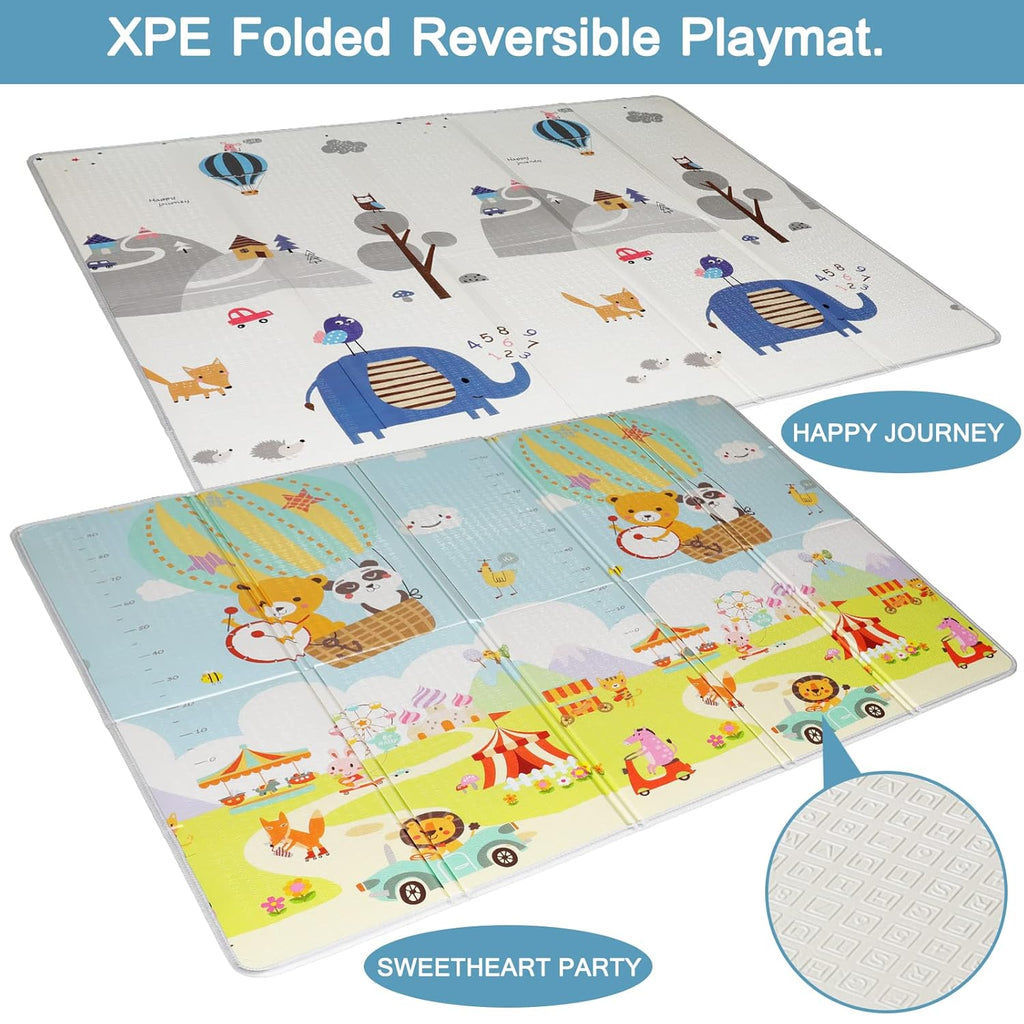 Reversible Extra Large Thick Foam Play Mat with Travel Case, 78x59 E6969