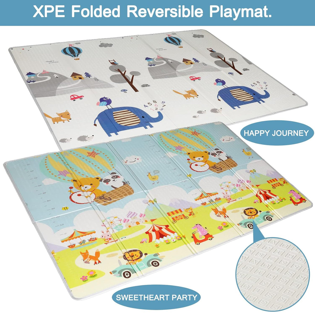 Reversible Extra Large Thick Foam Play Mat with Travel Case, 78x59 E6969