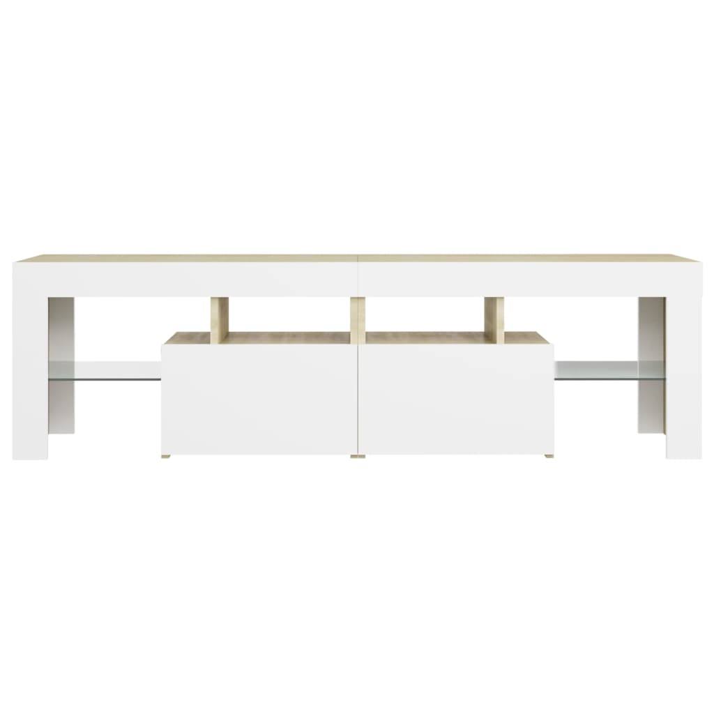 White Sonoma Oak TV Cabinet with LED Lights O974829