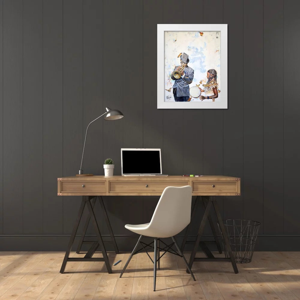 White Modern Wood Framed Art Print G26314
