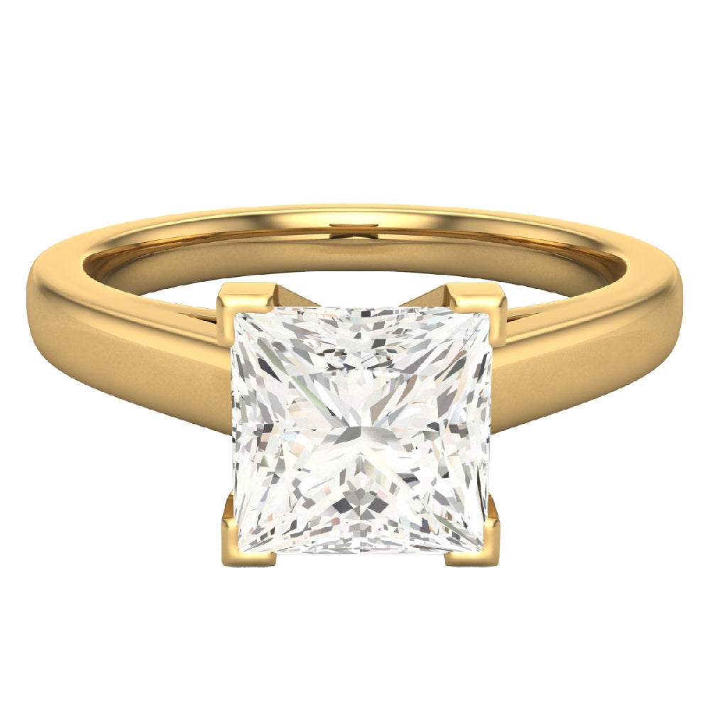 14K Gold Princess Solitaire Diamond Ring 0.75 Carat N1705