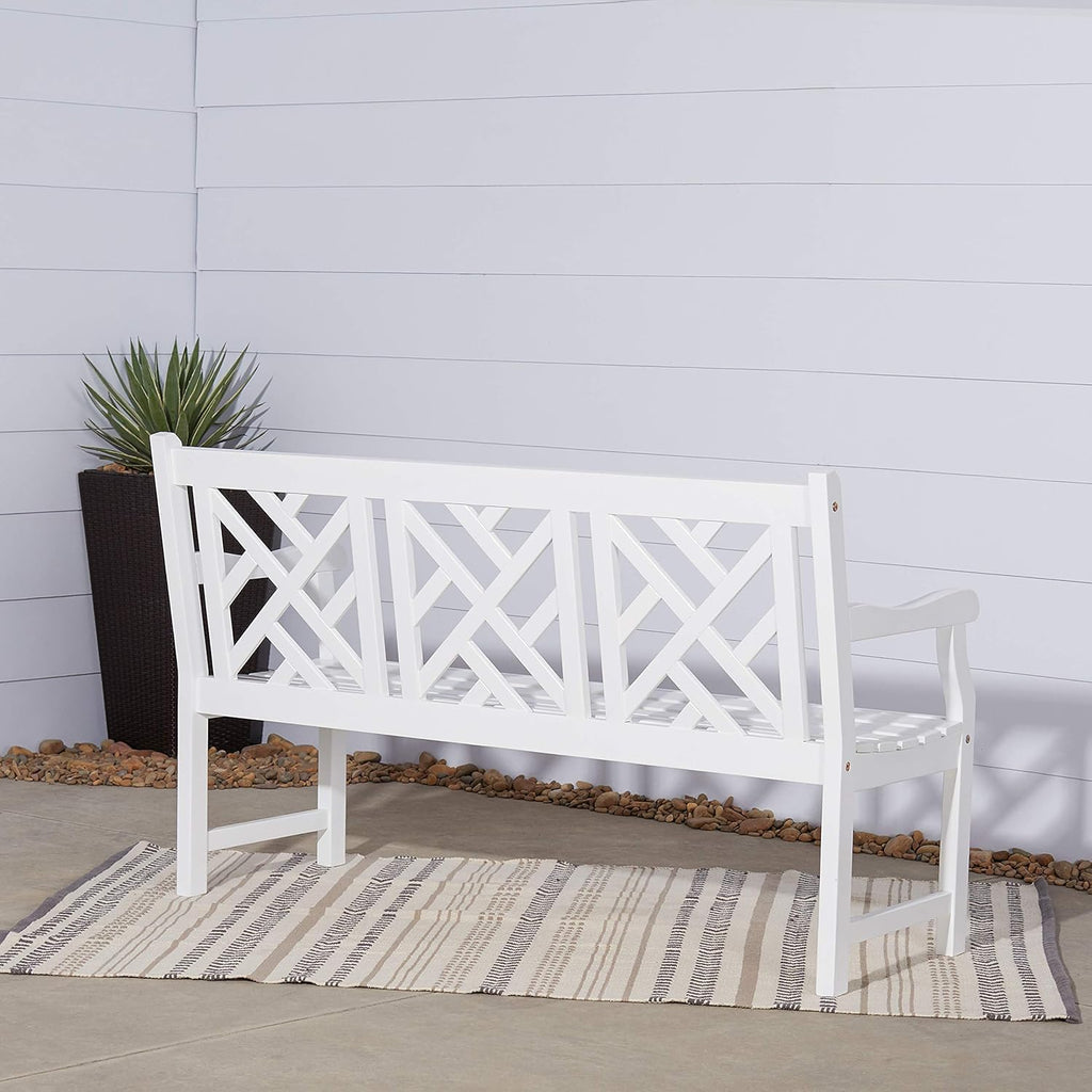 White Acacia Wooden Bench L5540