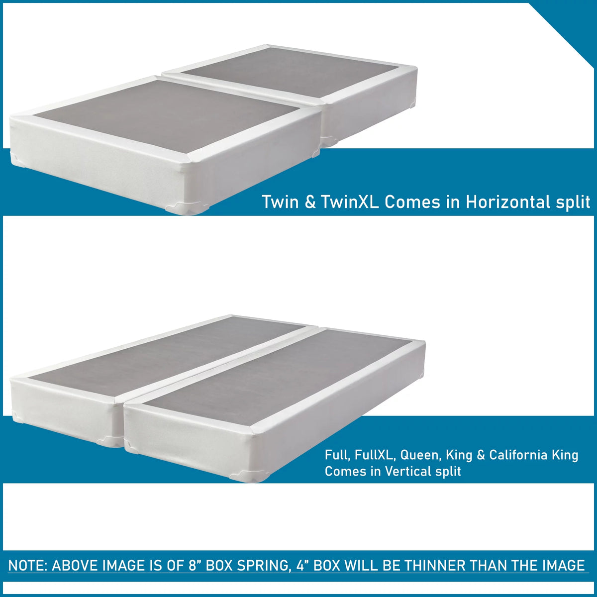 8” Split Fully Assembled Box Spring for Mattress, Queen X1572