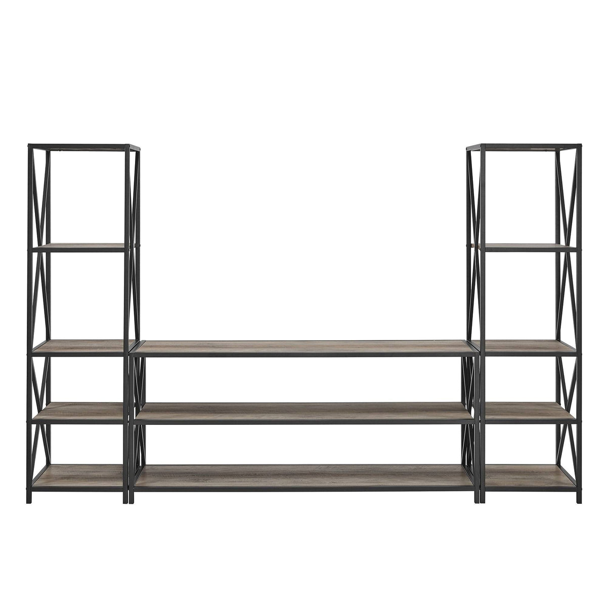 Slate Grey / Black Metal 3-Piece Entertainment Wall D4395