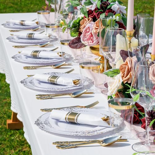 350PCS Gold Plastic Dinnerware Set Y80671