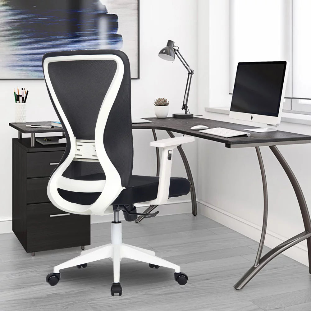 White Black Mid-Back Office Task Chair N361