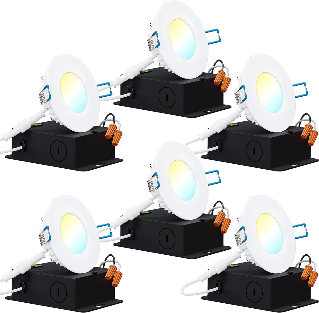 6 Pack 6 Inch Ultra Thin LED Recessed Ceiling Lights, 2700K Soft White, Dimmable 14W, 850 LM, Canless L418