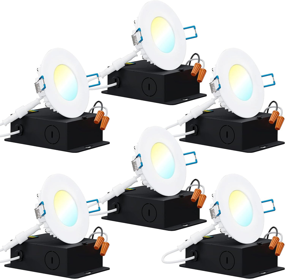 6 Pack 6 Inch Ultra Thin LED Recessed Ceiling Lights, 2700K Soft White, Dimmable 14W, 850 LM, Canless L418