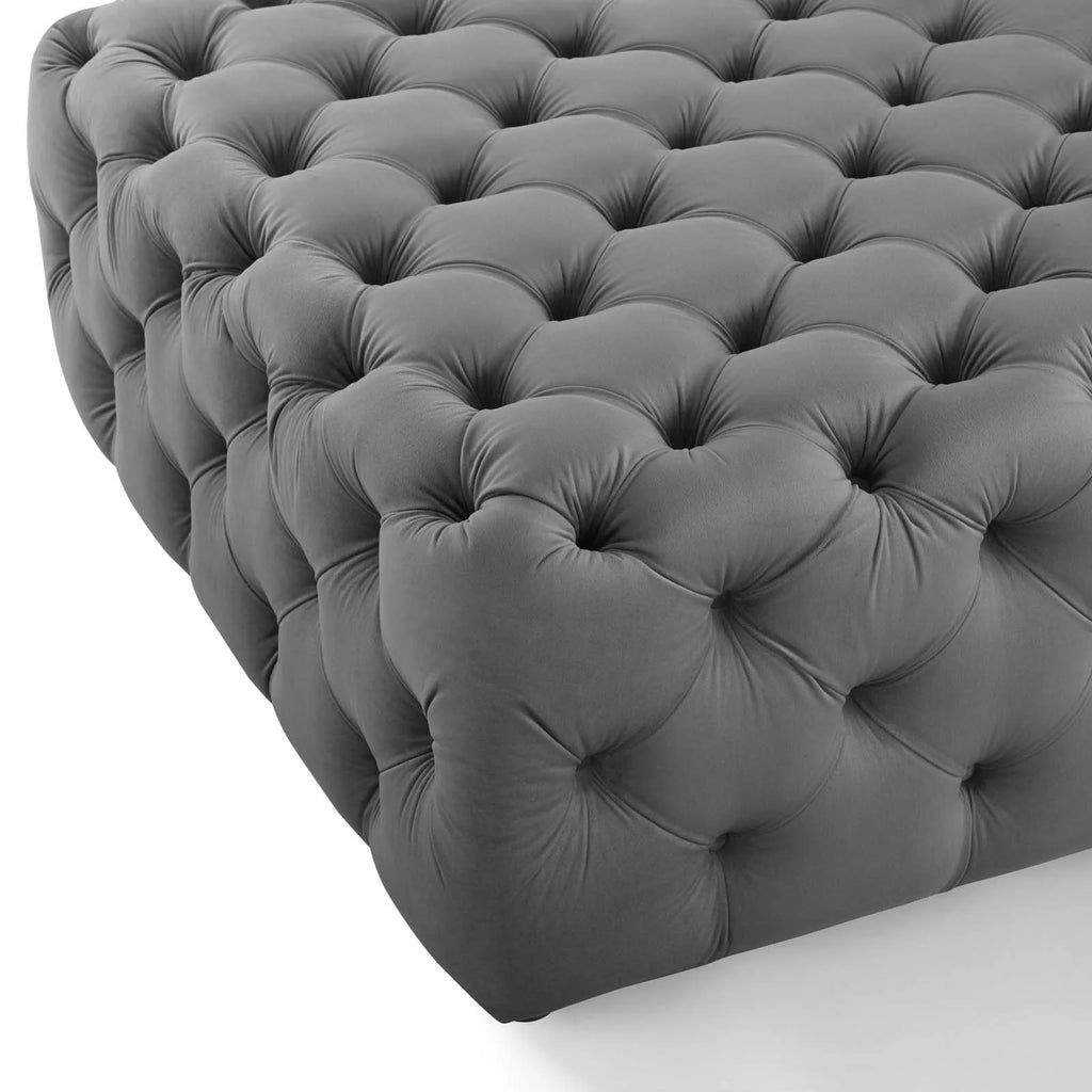 Gray Tufted Performance Velvet Ottoman J43832
