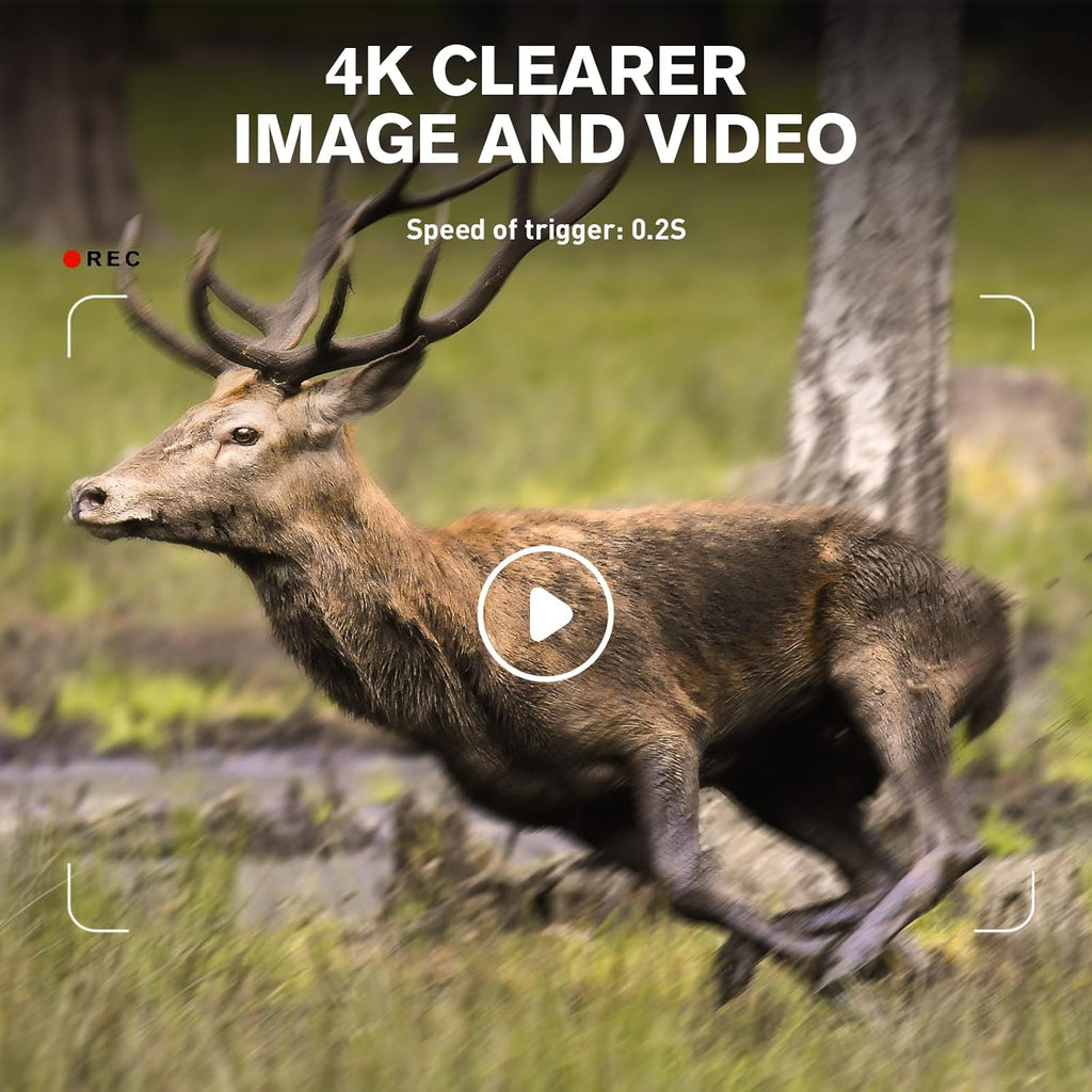 4K 30MP Night Vision Motion Activated Waterproof WiFi Bluetooth Trail Camera Y516