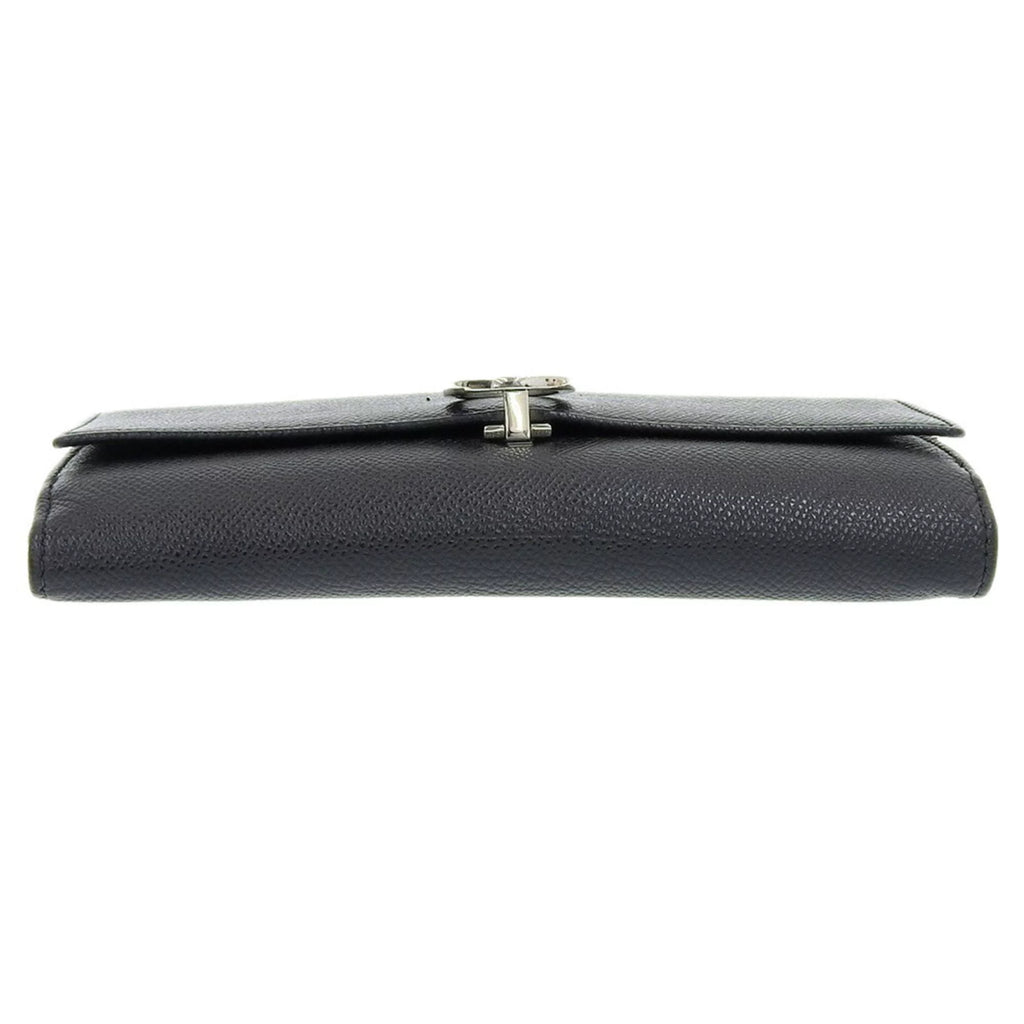 Pre-Owned Black Leather Long Wallet K50022