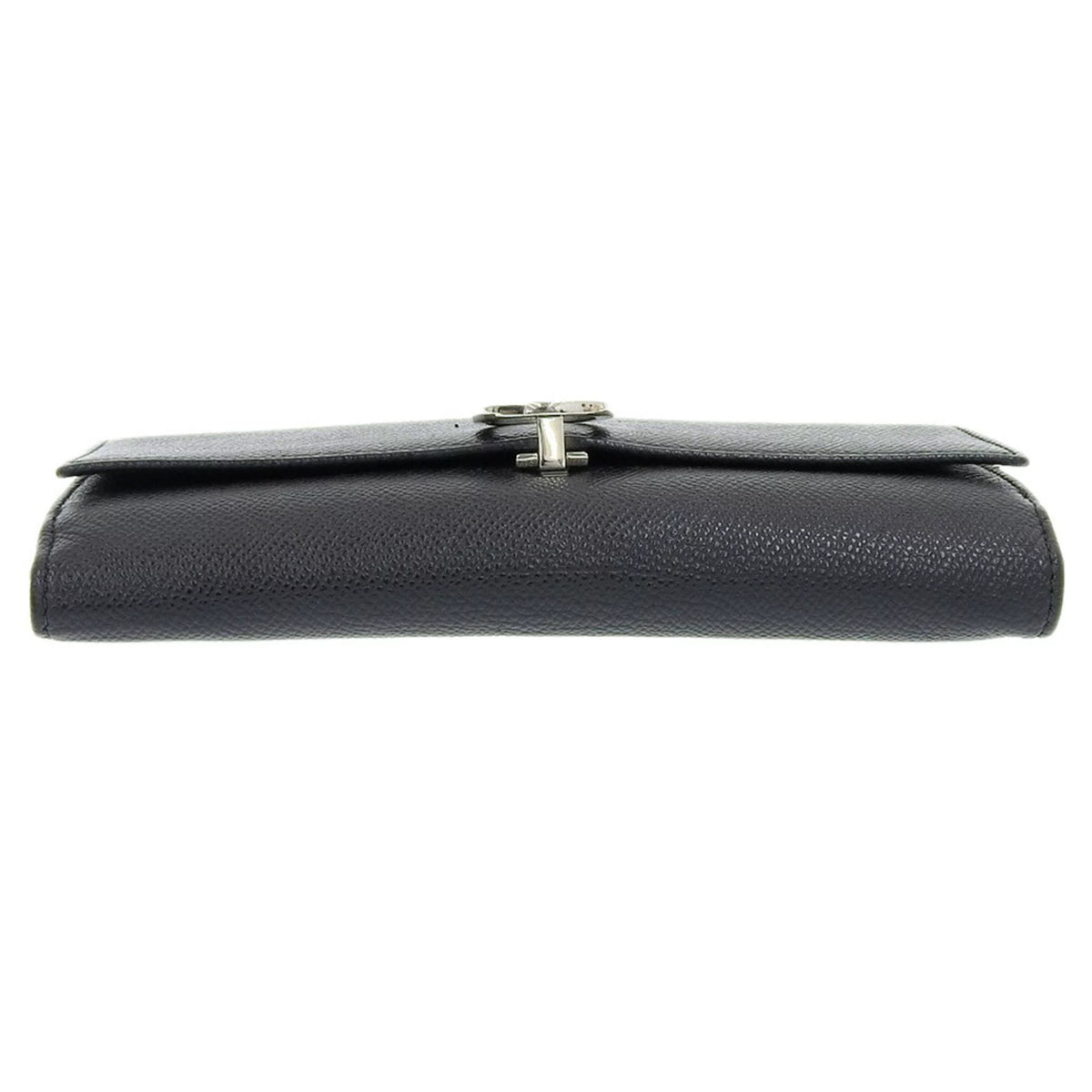 Pre-Owned Black Leather Long Wallet K50022