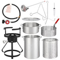 Black Round Iron Stove Frame, Silver Aluminum 30qt Turkey Pot 10qt Fish Pot Y453029