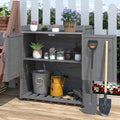 Grey Outdoor Storage Cabinet with Potting Bench Table K19463