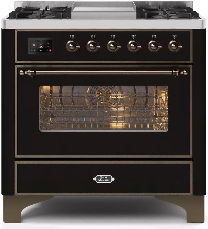 Glossy Black Dual Fuel Natural Gas Range F890