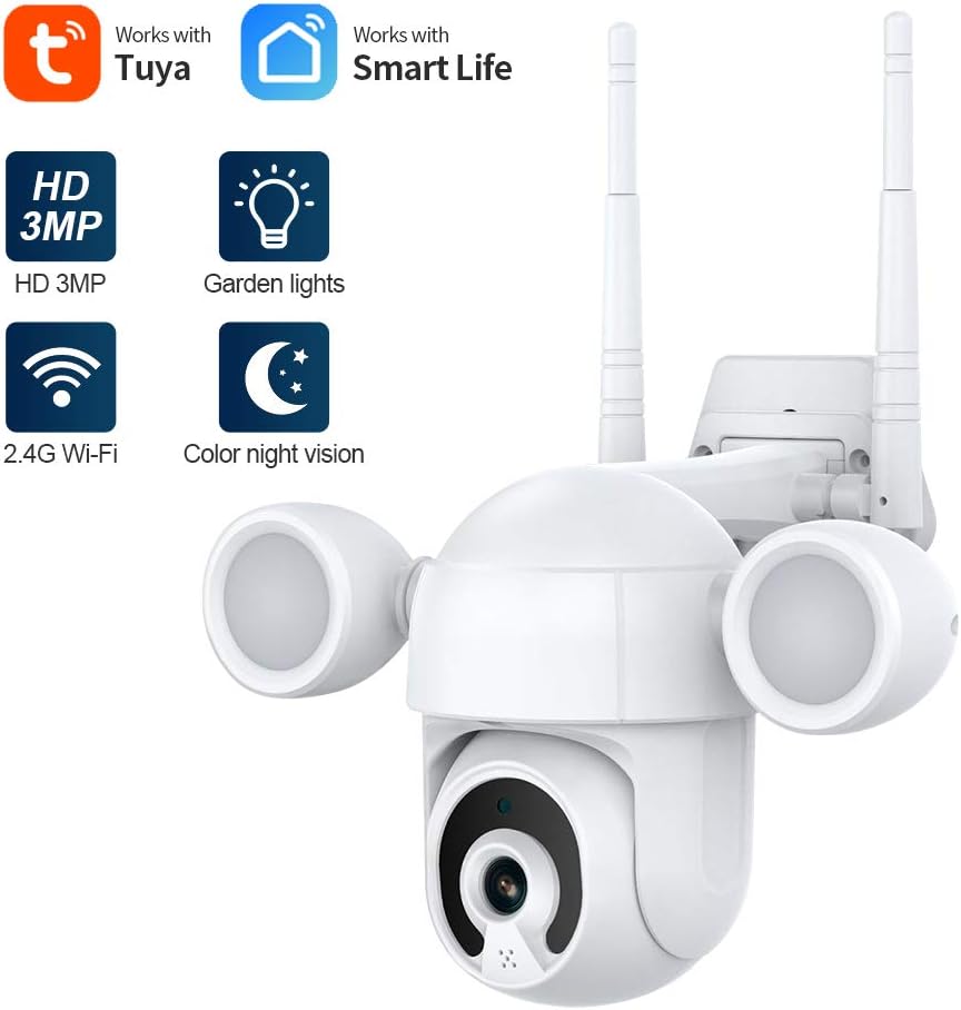 2K WiFi PTZ Security Camera with Floodlight, IP65 Waterproof, Auto Night Vision, Motion-Activated Lights, Auto-Tracking, Two-Way Audio C579