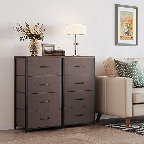 4 Drawer Dark Grey Dresser with Steel Frame and Wood Top A603674