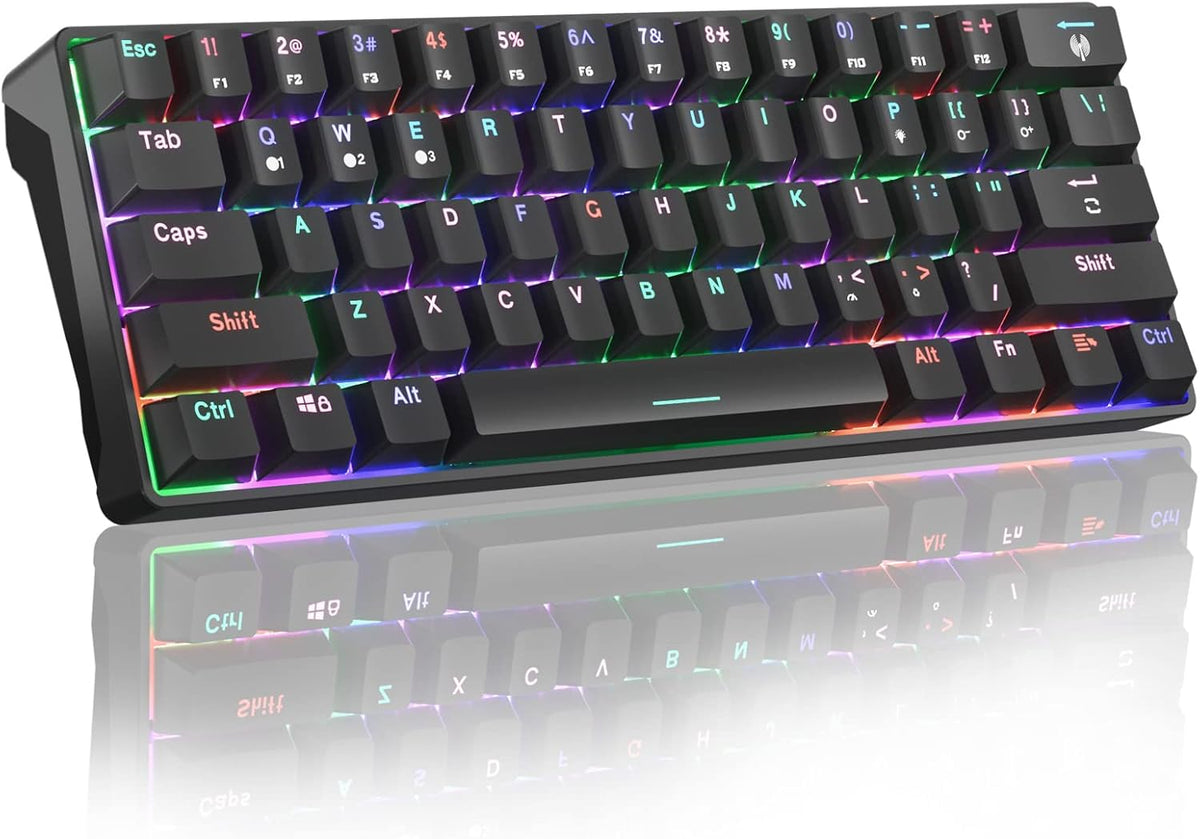 65% Bluetooth Mechanical Keyboard, RGB Backlit, Hot Swappable, Blue Switch X34644