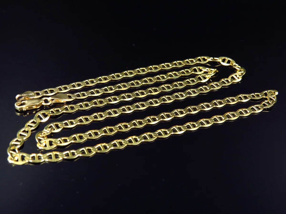 Solid 10K Yellow Gold Flat Mariner Link Chain Z726281