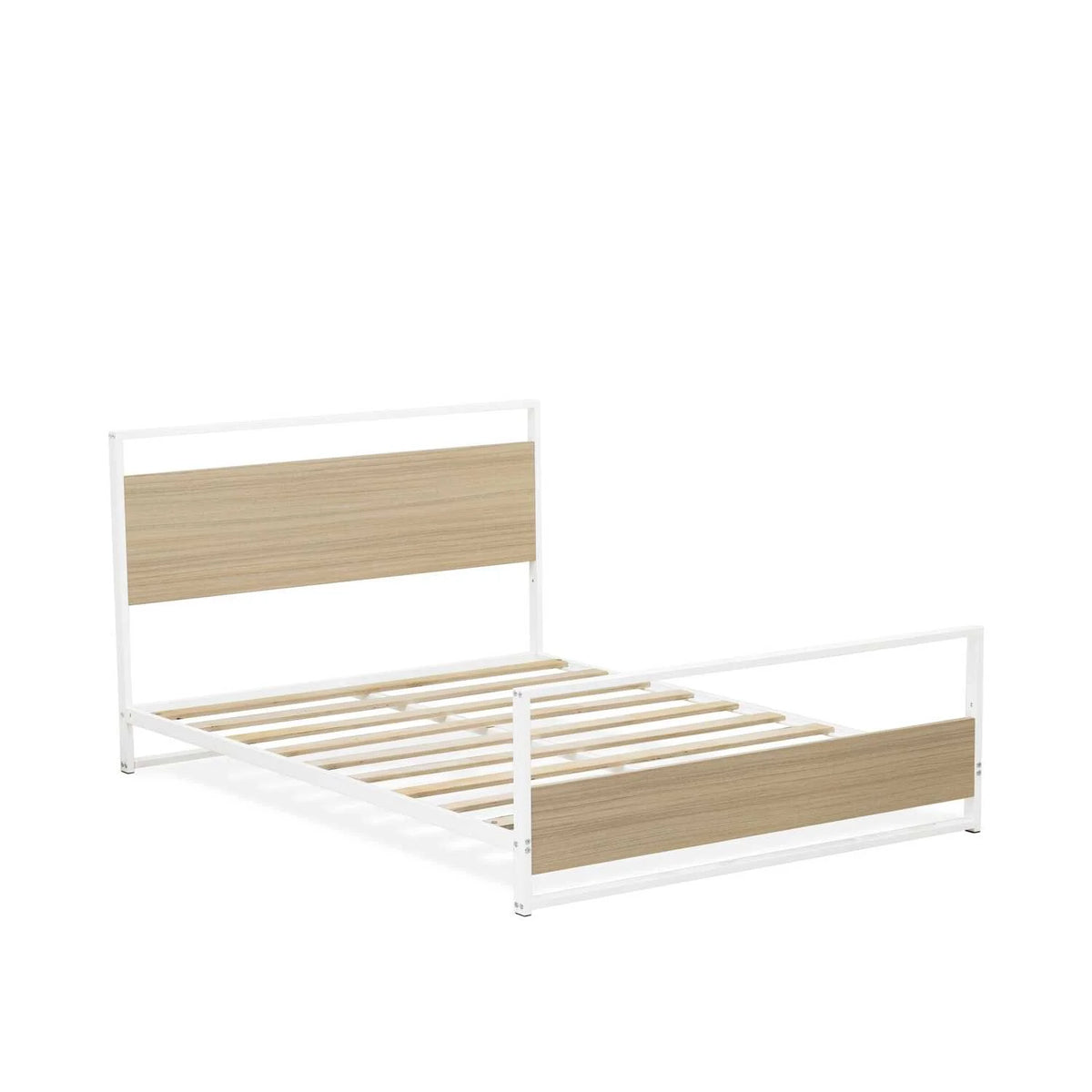 White Wooden and Metal Full Bed Frame K596534
