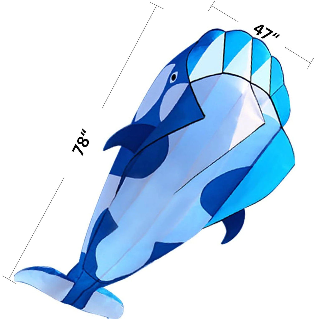 Blue Polyester 78inch Whale Dolphin Kite H8323