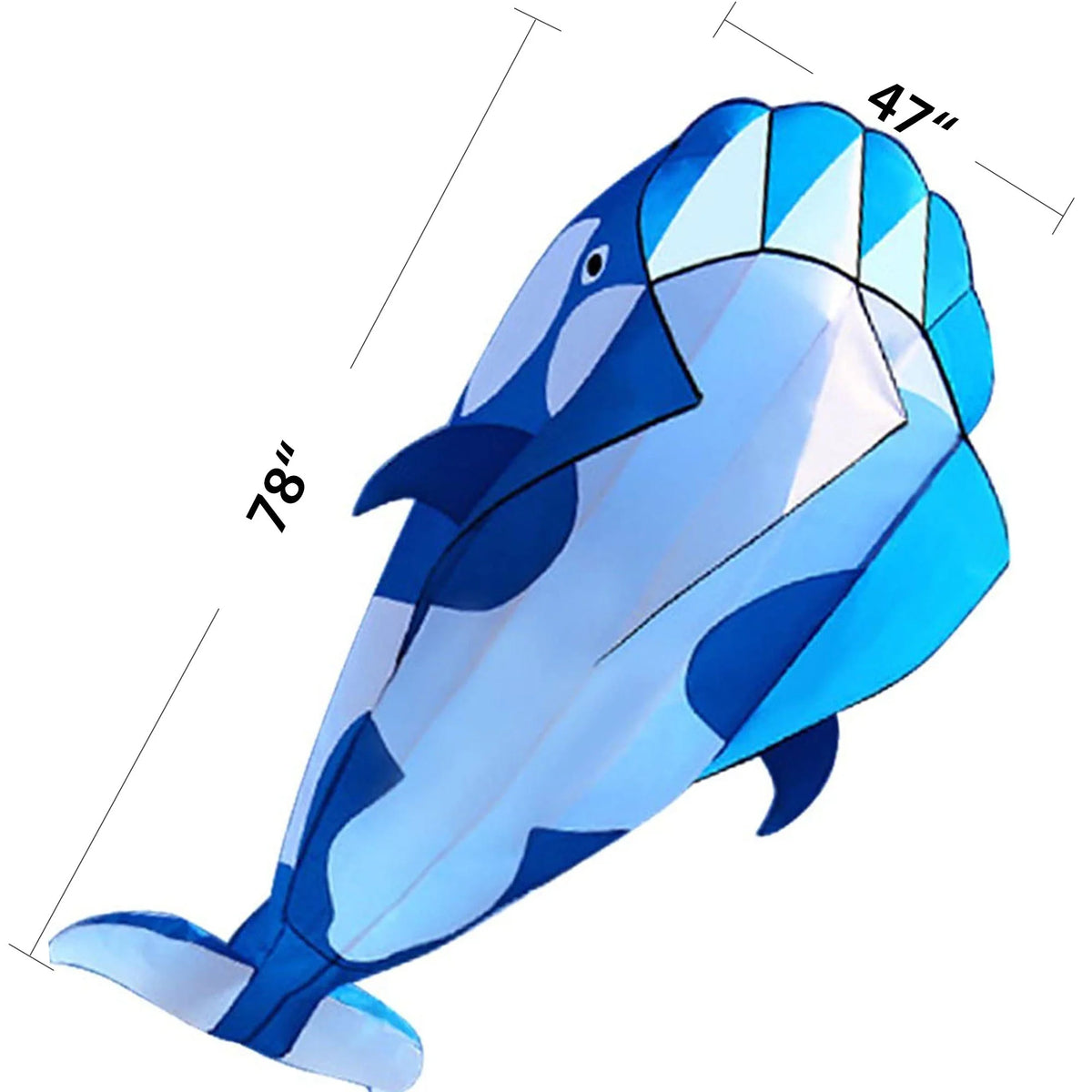 Blue Polyester 78inch Whale Dolphin Kite H8323