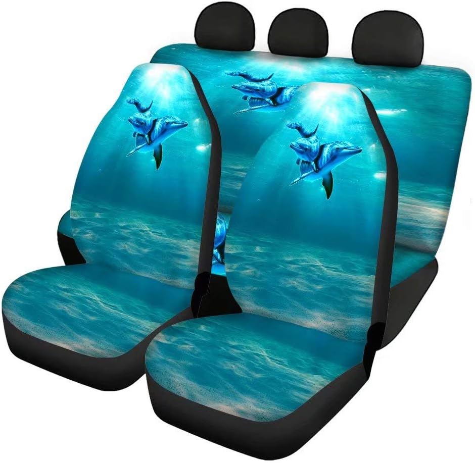 Red Kiss Lips Print 4pcs Car Seat Cover Set M24943