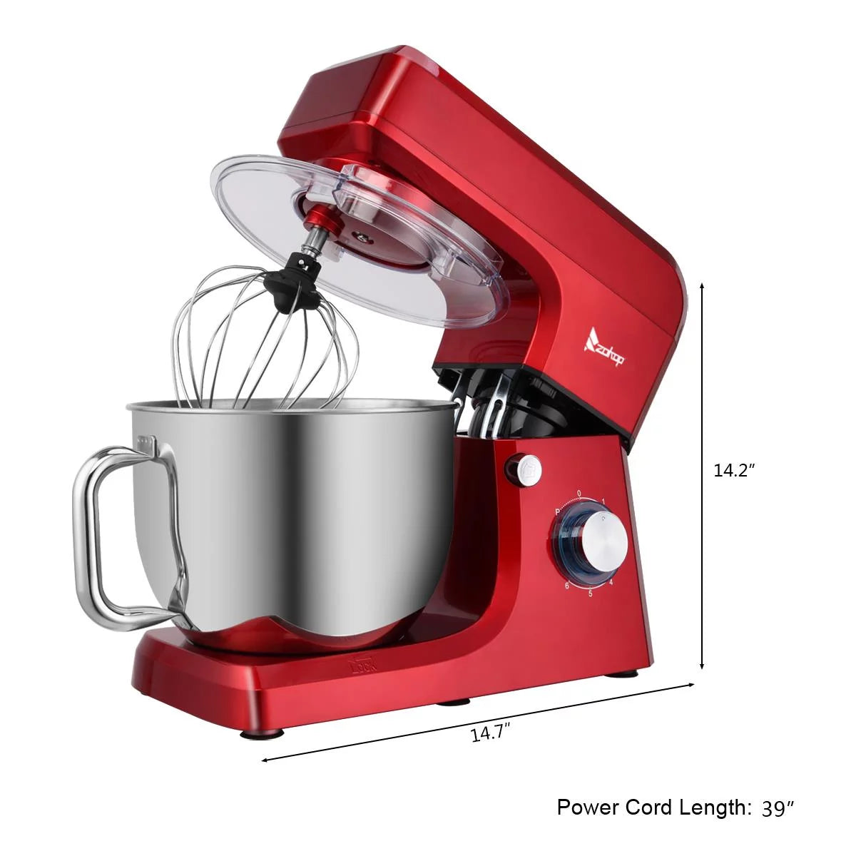 660W Tilt-Head Electric Mixer with 7.5 Quart Stainless Steel Bowl, Red W228