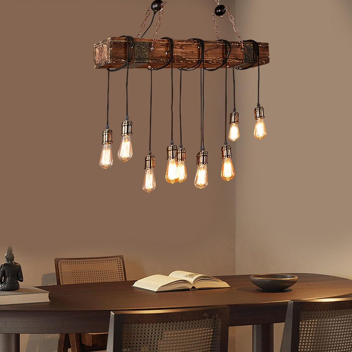 Rustic Industrial 10 Light 46in Chandelier L54553
