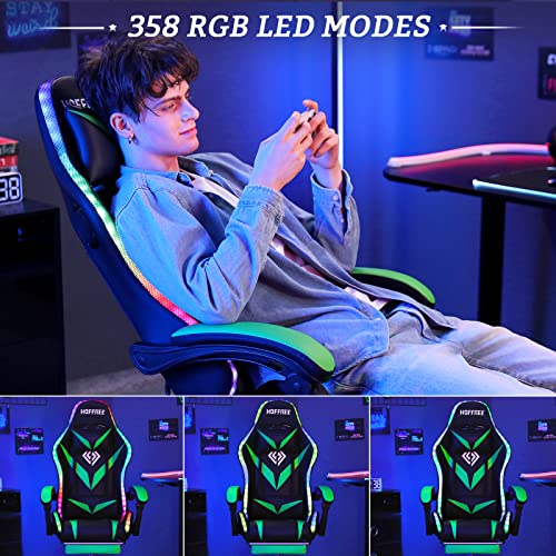 Light Green and Black Ergonomic Gaming Chair with Footrest Z25726