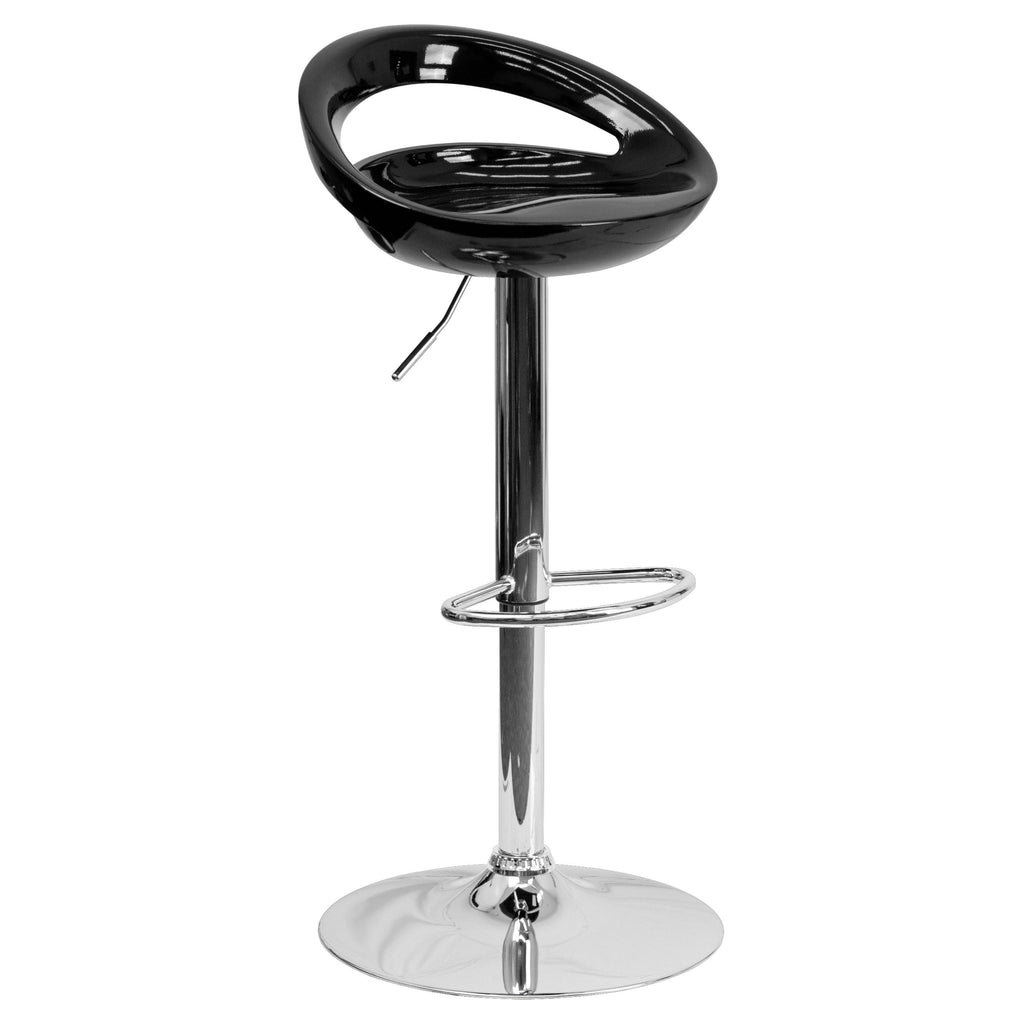 Blue Adjustable Height Plastic Barstool with Chrome Base L4416