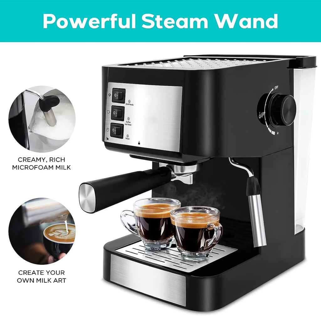 Espresso Machine with Steam Milk Frother and 50oz Removable Water Tank T899
