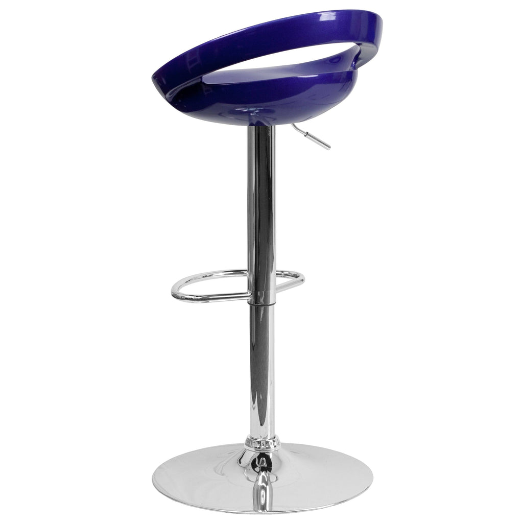 Blue Adjustable Height Plastic Barstool with Chrome Base L4416