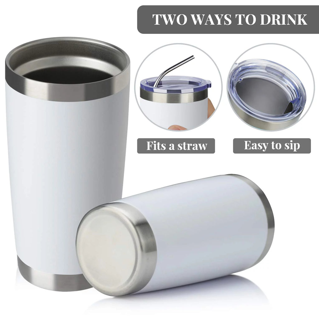 20oz Double Wall Vacuum Insulated Stainless Steel Tumbler 8 Pack with Lid and Straw G8022