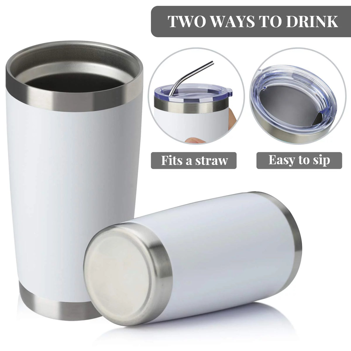 20oz Double Wall Vacuum Insulated Stainless Steel Tumbler 8 Pack with Lid and Straw G8022