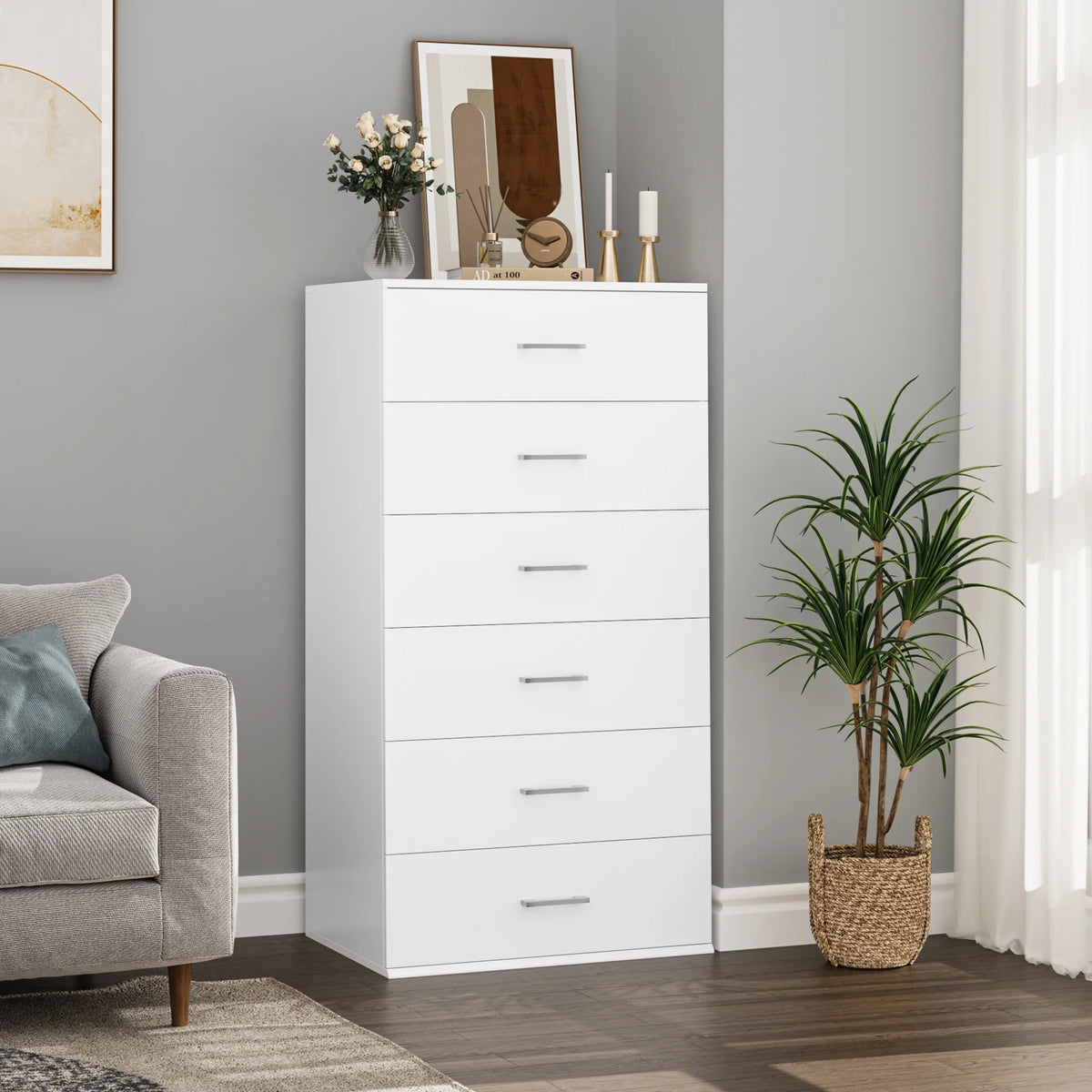 White 6 Drawer Wood Dresser Q9517