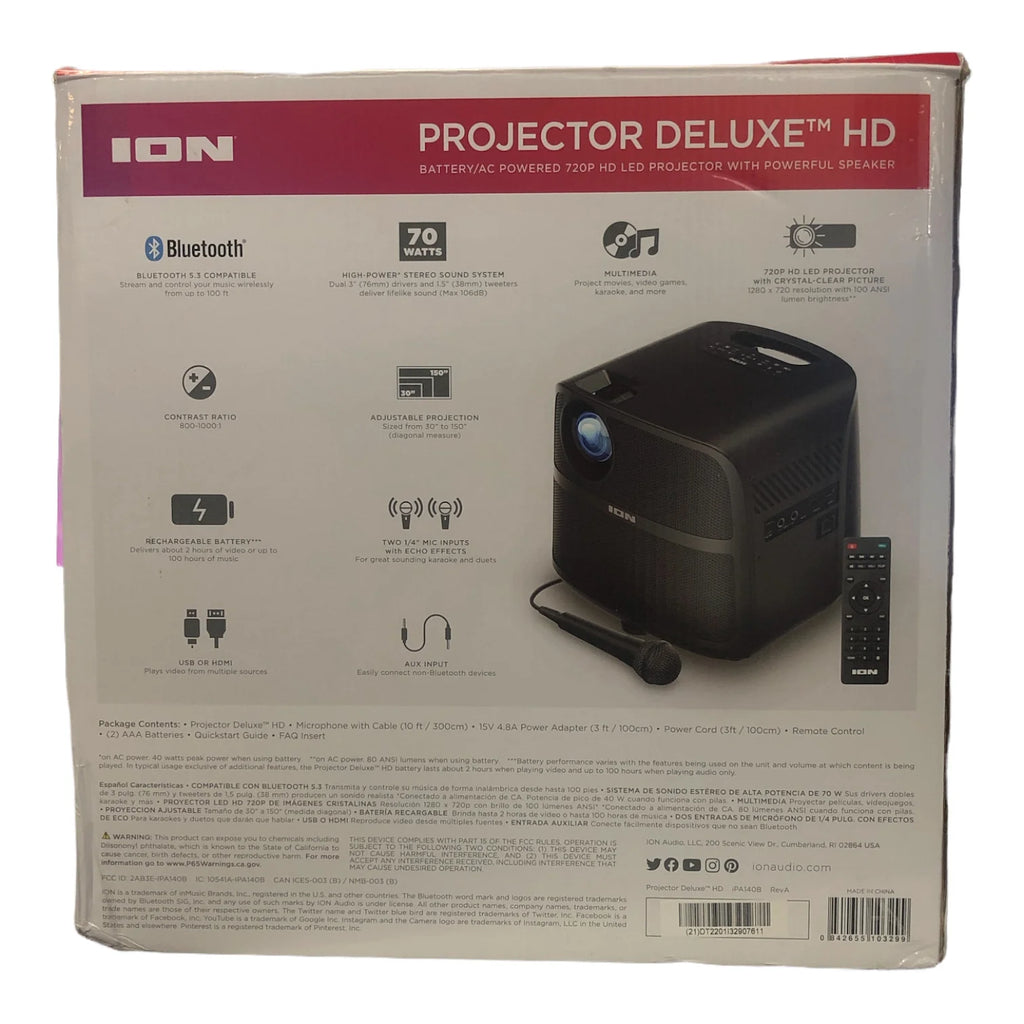 Refurbished ION Audio Projector Deluxe HD 720p LED Bluetooth-enabled V5132