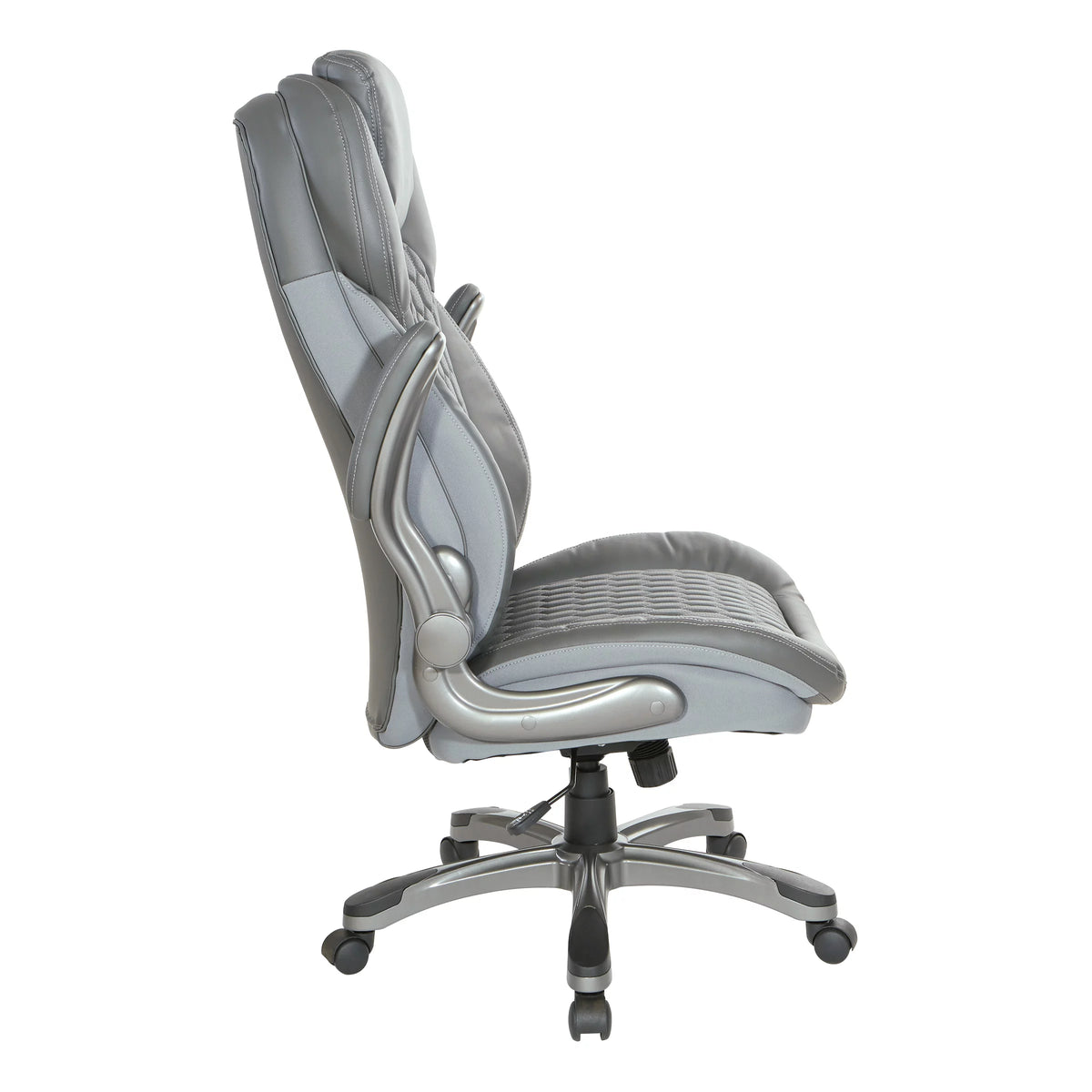 High Back Chair with Grey Bonded Leather and Flip Arms N5700