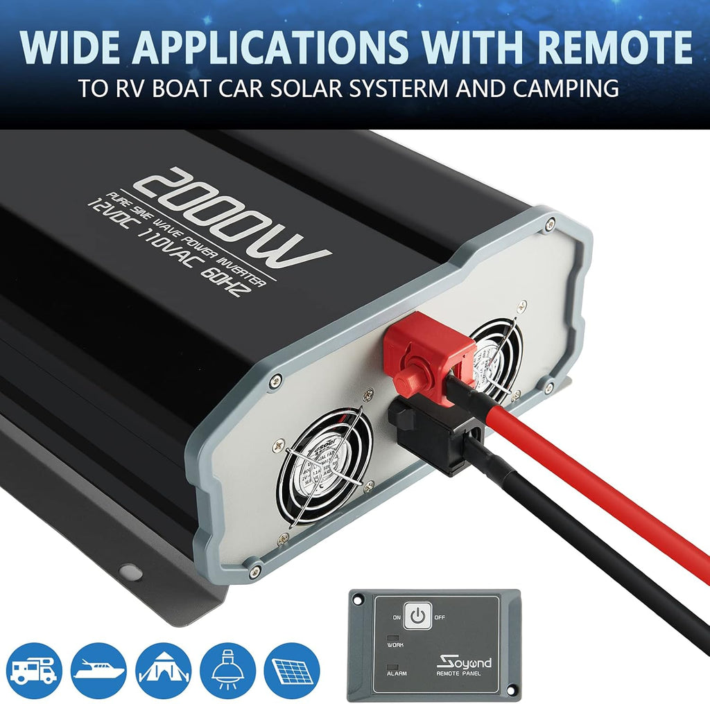 Pure Sine Wave 1000 Watt 12vdc to 120vac Car Inverter with Dual Ac Outlets Q72185