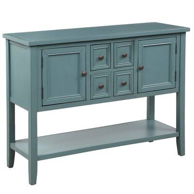 Dark Blue 4 Drawer Acacia Wood Buffet Table G300964