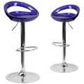 Blue Adjustable Height Plastic Barstool with Chrome Base L4416