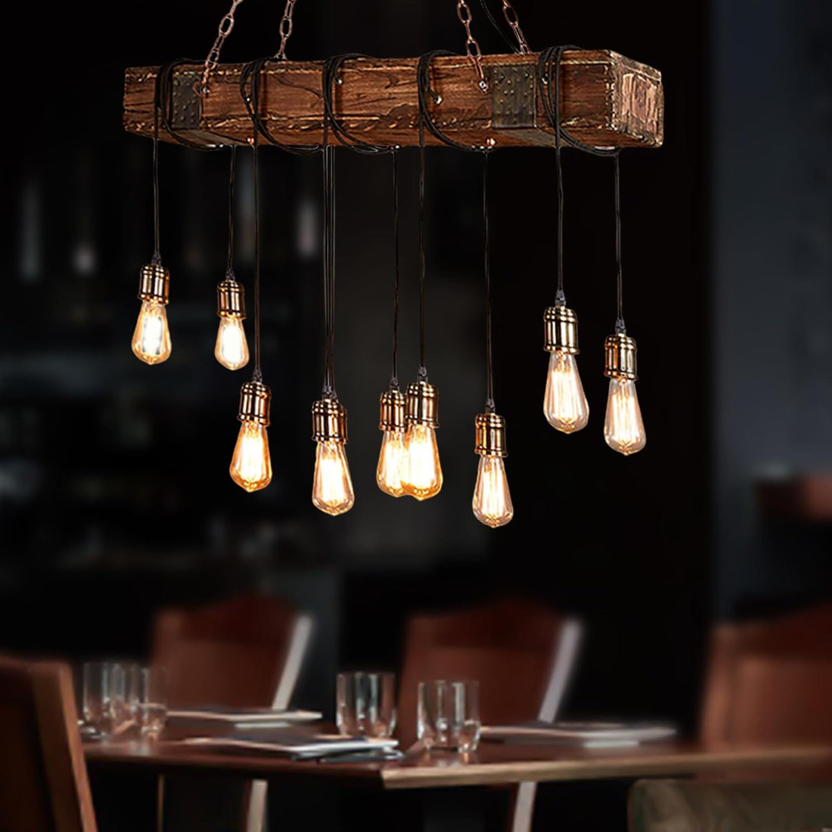 Rustic Industrial 10 Light 46in Chandelier L54553