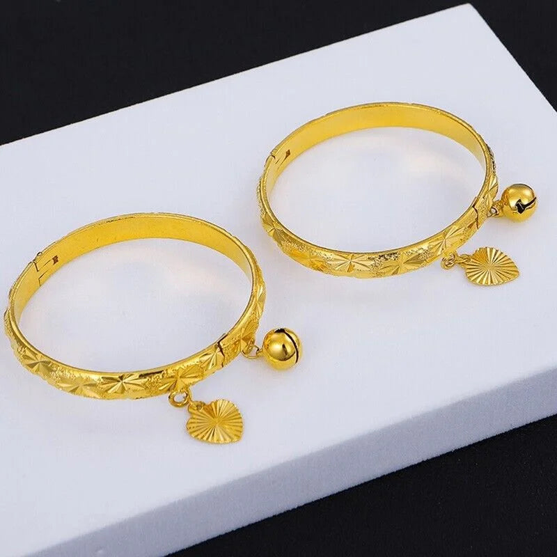 18k Gold Filled Sterling Silver Baby Bead Bell Bracelet C50857