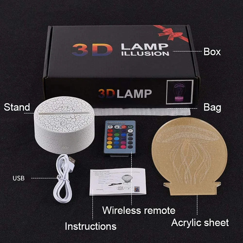 3D Illusion Night Light with Remote Control A5109