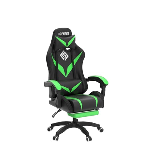 Light Green and Black Ergonomic Gaming Chair with Footrest Z25726