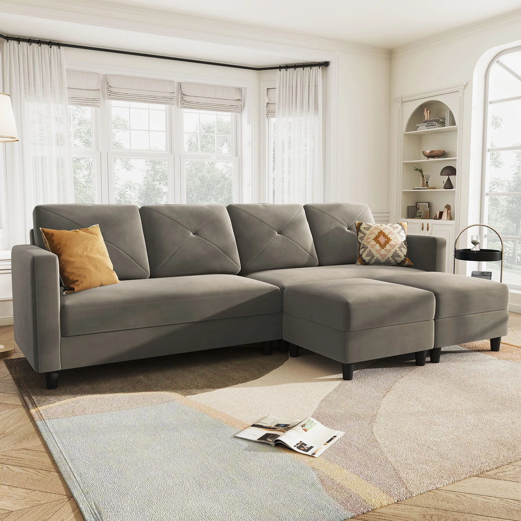 Velvet Sectional Sofa Couch Set with Chaise P951453