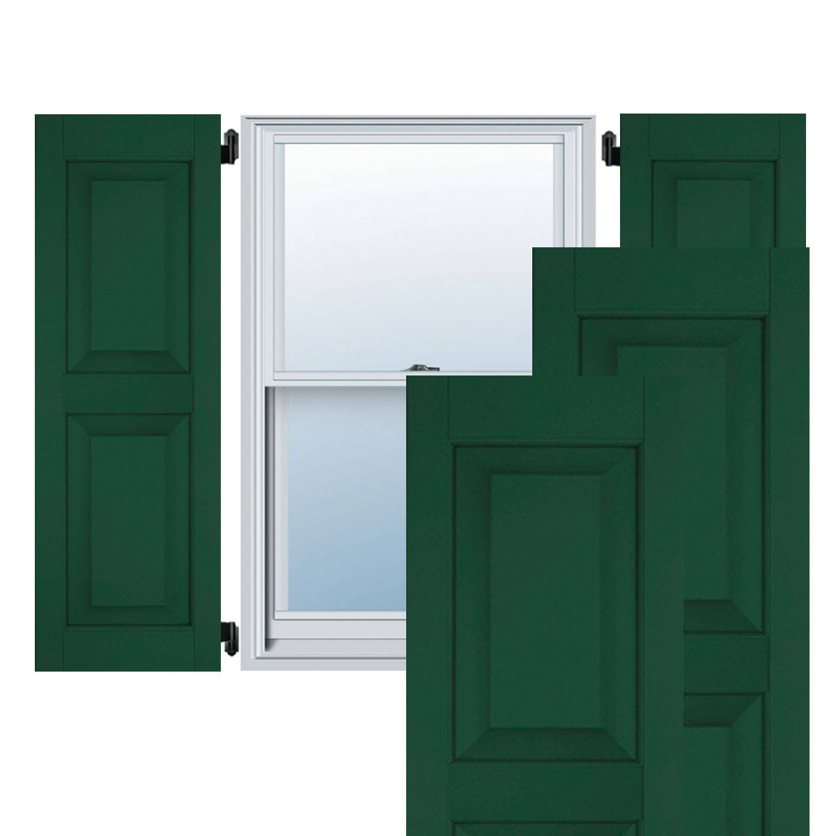 18 in. x 48 in. Exterior Real Wood Raised Panel Shutters Pair O388923